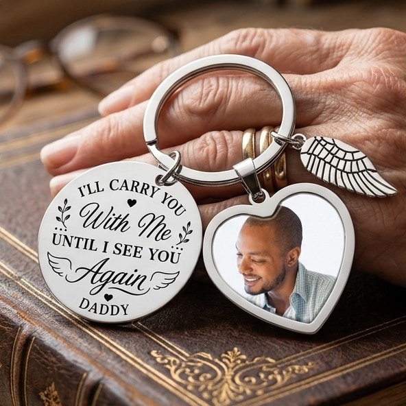 I'Ll Carry You With Me Memorial Gift - Personalized Photo Keychain