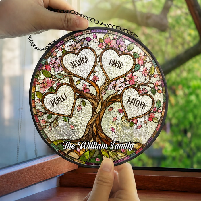 Family Unbreakable Bond Tree Of Life - Personalized Stained Glass Window Hanging Suncatcher